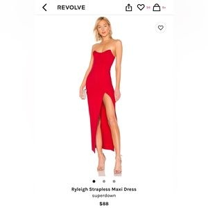 NWT Red Gown Long Dress Sweetheart Strapless Revolve XS
